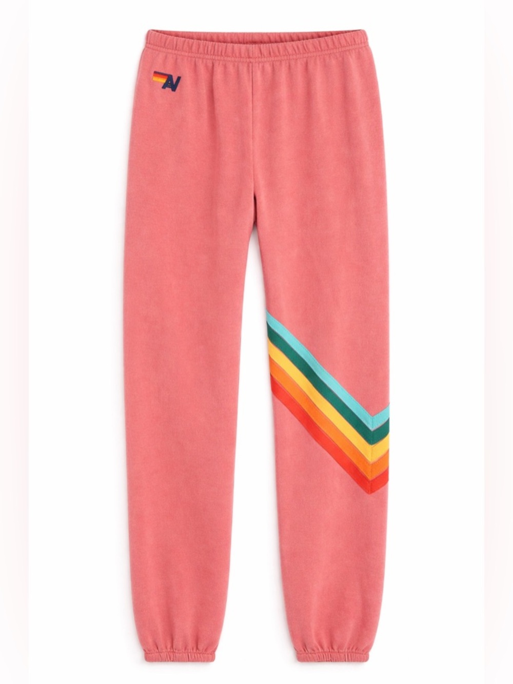 Rare Aviator Nation Chevron Sweatpants Coral/ Pink Rainbow Stripe Joggers